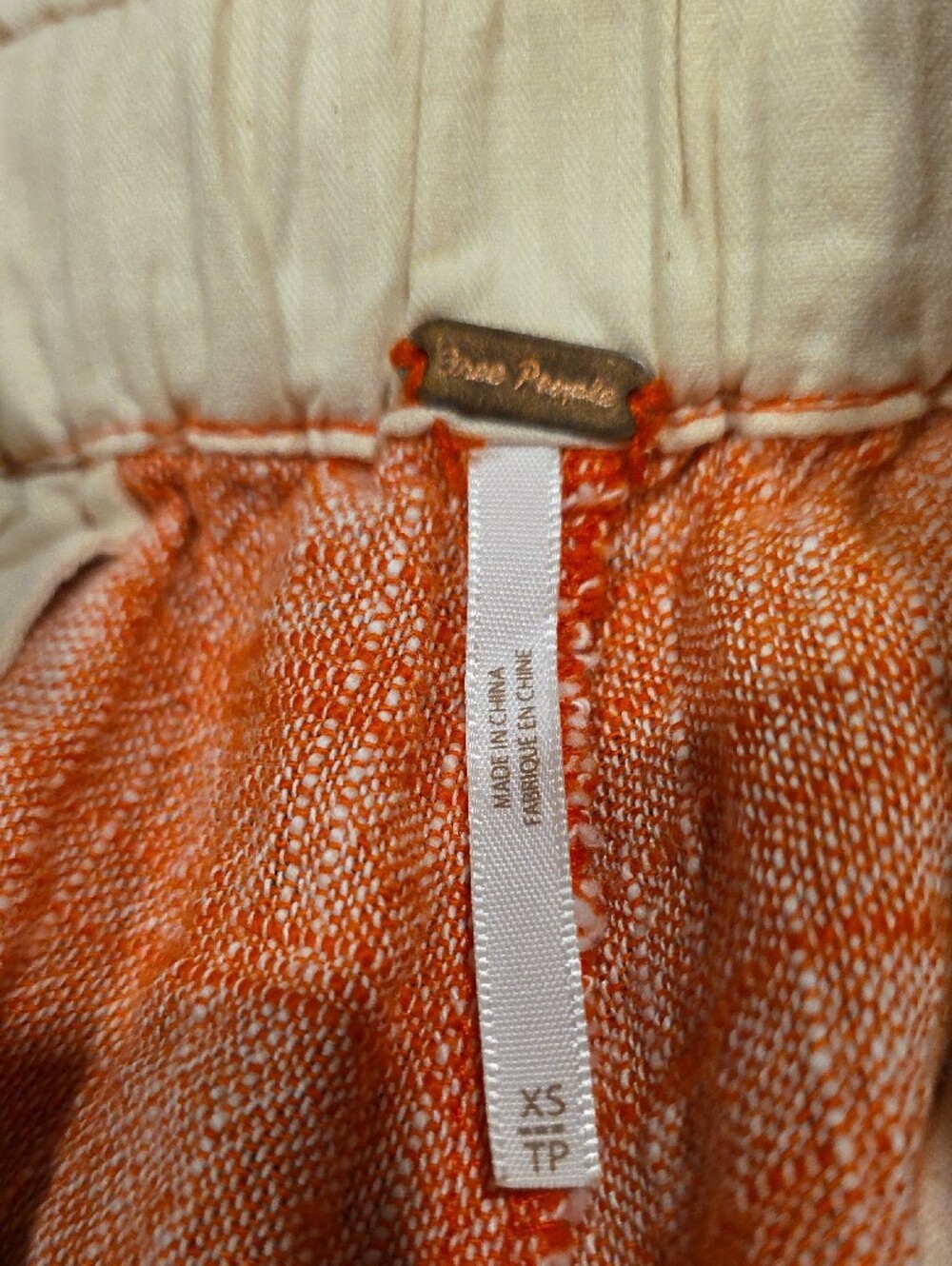 Free People Orange Drawstring Linen-Blend Pants - Picture 4 of 5